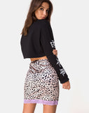 Cherry Skirt in Animal Satin with Lilac Lace