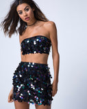 Cherry Tube Skirt in Sequin Black Opal