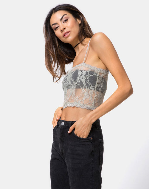 Chesa Crop Top in Daisy Lace Pistachio