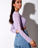 Chilo Long Sleeve Top in Love Bloom Lilac Flock