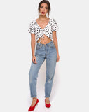 Chisa Top in Diana Dot White