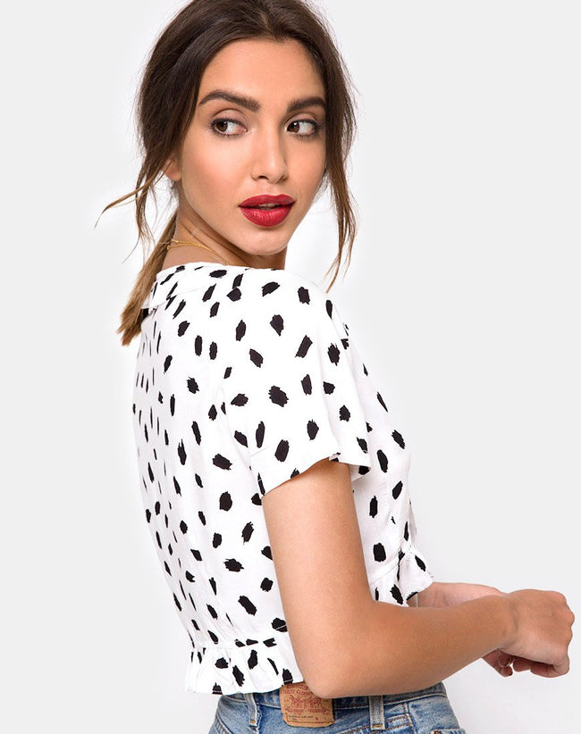 Chisa Top in Diana Dot White