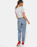 Chisa Top in Diana Dot White