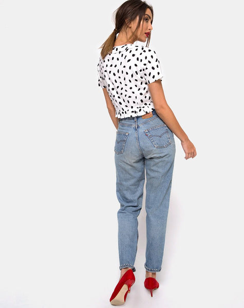 Chisa Top in Diana Dot White