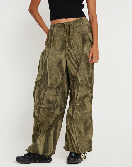 Jabba Wide Leg Trouser in Dark Khaki