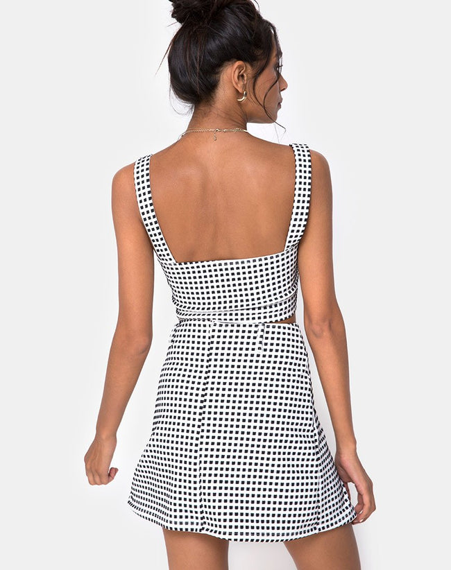 Ciara Top in Gingham Ivory Black