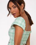 Cindy Crop Top in Table Cloth Neo Mint