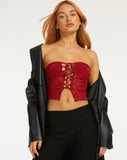 image of Claryn Crop Top in Red Flock Mesh