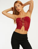 image of Claryn Crop Top in Red Flock Mesh