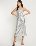 Image of Cleosa Bandeau Maxi dress in Silver Chrome