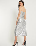 Image of Cleosa Bandeau Maxi dress in Silver Chrome