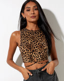 Image of Clias Crop Top in Night Leopard Brown