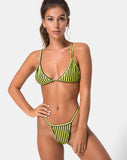 Clova Bikini Top in Slim Stripe Black Citrine