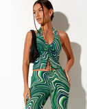 Image of Dapa Vest Top in 70s Ripple Green