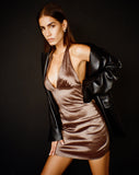 image of Coby Mini Dress in Satin Bronze