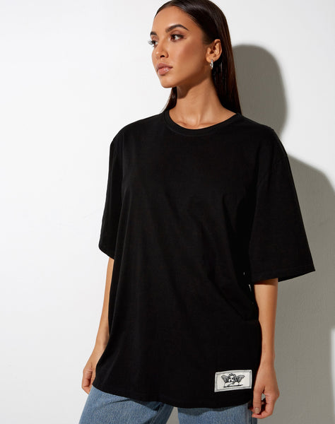 Cocoon Tee in Black Angelo Label Embro