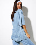 Cocoon Tee in Washed Blue 'Angel Energy' Wings