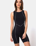 Coda Unitard in Black with Piping Line