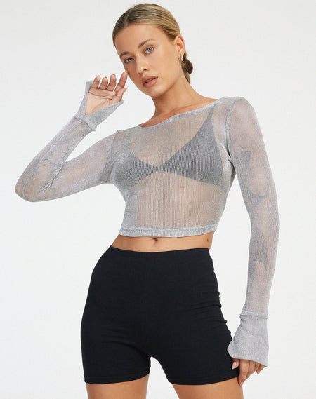 Suzette Long Sleeve Top in Silver Chain