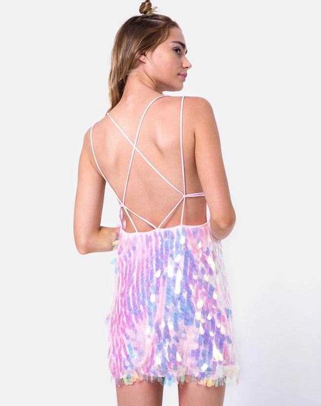 Colete Slip Dress in Opal Unicorn Sequin Pink