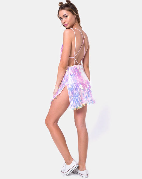 Colete Slip Dress in Opal Unicorn Sequin Pink