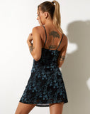 image of Coline Mini Dress in Butterfly Vine Flock Blue