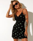 Image of Coline Mini Dress in Black Daisy Lime Embro