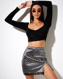 Corla Mini Skirt in Diagonal Dogtooth