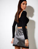 Corla Mini Skirt in Diagonal Dogtooth