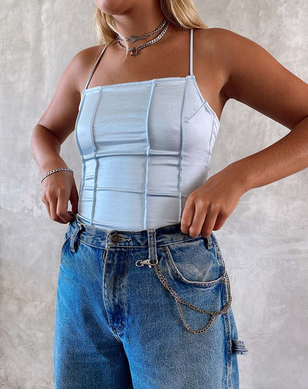 Gladis Crop Top in Satin Dusky Blue