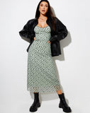 Image of Cotina Midi Dress in Sage Flower Buds Black Flock