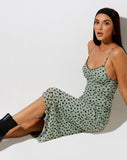 Image of Cotina Midi Dress in Sage Flower Buds Black Flock