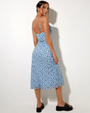 Image of Cotina Midi Dress in Blue Flower Buds Black Flock