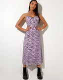 Image of Cotina Midi Dress in Lilac Flower Buds Black Flock