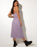 Image of Cotina Midi Dress in Lilac Flower Buds Black Flock