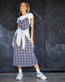 Cotina Midi Dress in Inkblot Check Black and White