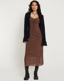 Image of Coya Maxi Dress in Flower Stem Flock Brown