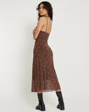 Image of Coya Maxi Dress in Flower Stem Flock Brown