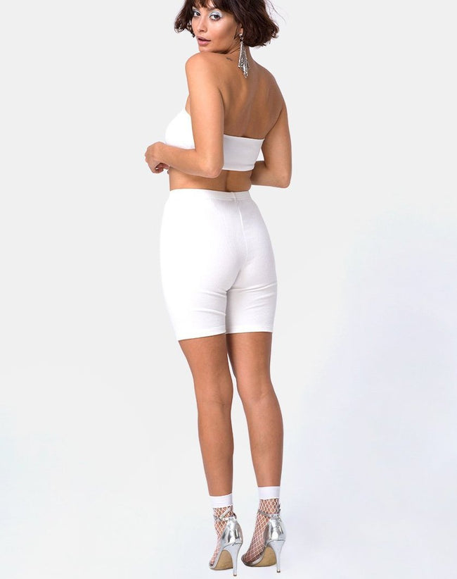 Bike Short in Mini Rib White