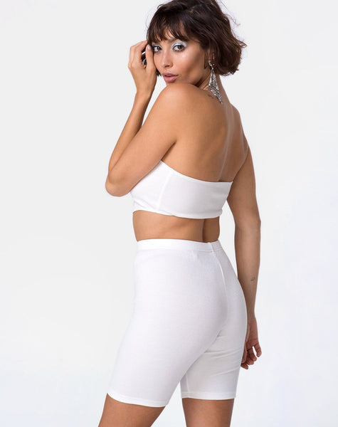 Diamond Tube Top in Mini Rib White