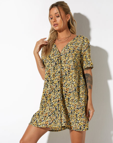 Elara Mini Dress in Paisley Fun Green