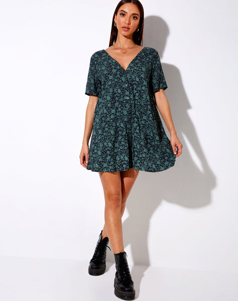 Crosena Dress in Mono Paisley Sage