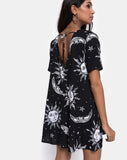 Crosena Swing Dress in Oversize Sun Moon and Stars