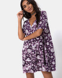 Crosena Swing Dress in Purple Zodiac