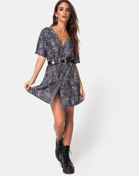 Crosena Swing Dress in Rar Leopard Grey