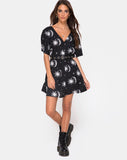 Crosena Swing Dress in Sun Moon Stars BW