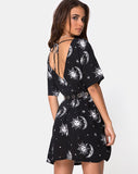 Crosena Swing Dress in Sun Moon Stars BW