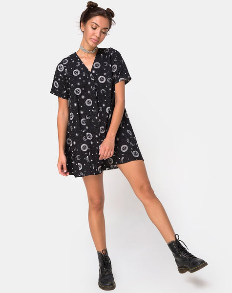 Crosena Swing Dress in Small Celestial Black  X Princess Polly