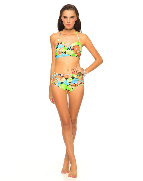 Crystal Cut Out Bikini Bottom in Tropicana