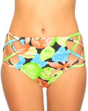 Crystal Cut Out Bikini Bottom in Tropicana